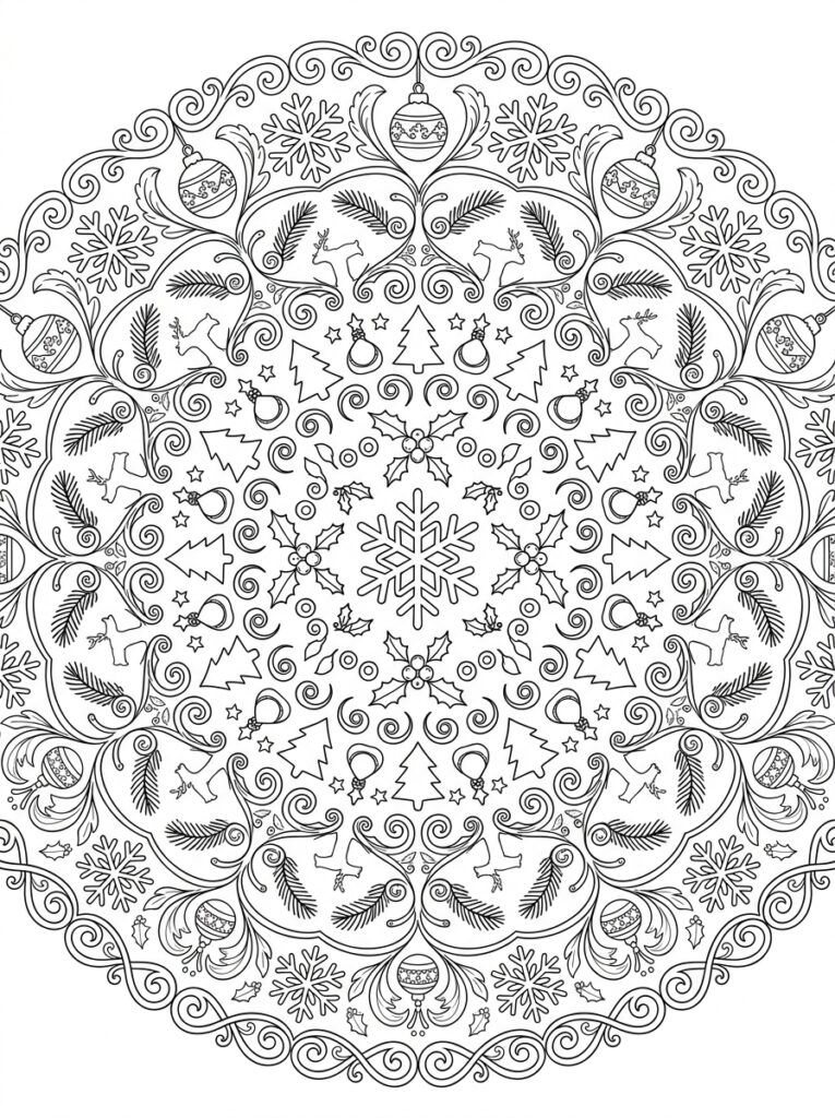Kerst Mandala Kleurplaten (Gratis PDF Printables) 16 - gratis kleurplaat om te printen