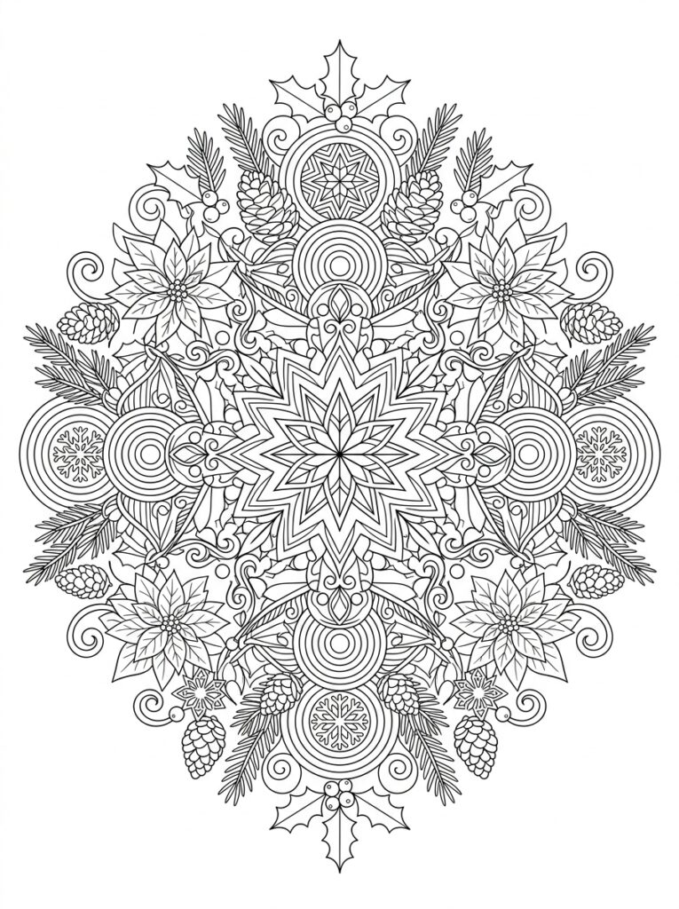 Kerst Mandala Kleurplaten (Gratis PDF Printables) 17 - gratis kleurplaat om te printen