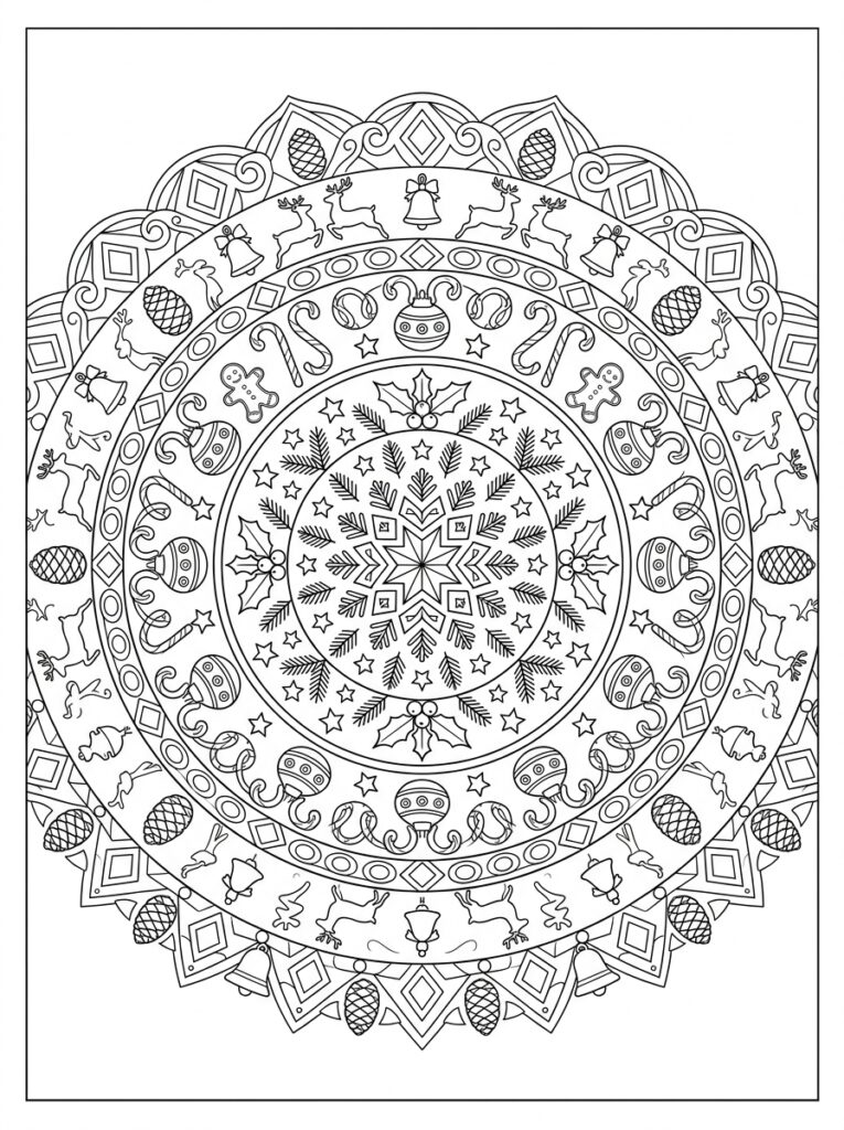 Kerst Mandala Kleurplaten (Gratis PDF Printables) 18 - gratis kleurplaat om te printen