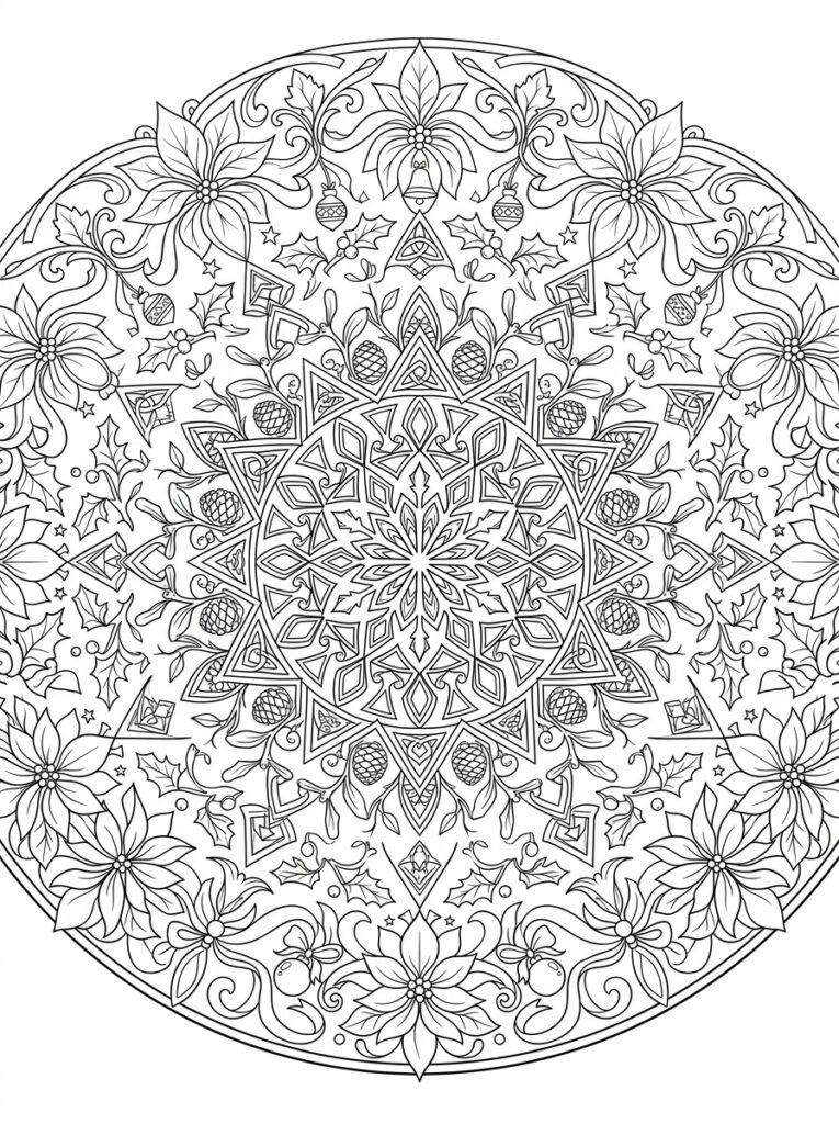 Kerst Mandala Kleurplaten (Gratis PDF Printables) 19 - gratis kleurplaat om te printen