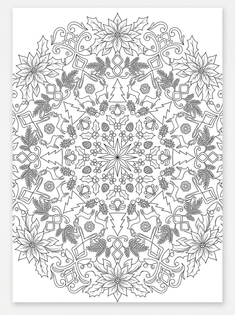 Kerst Mandala Kleurplaten (Gratis PDF Printables) 20 - gratis kleurplaat om te printen