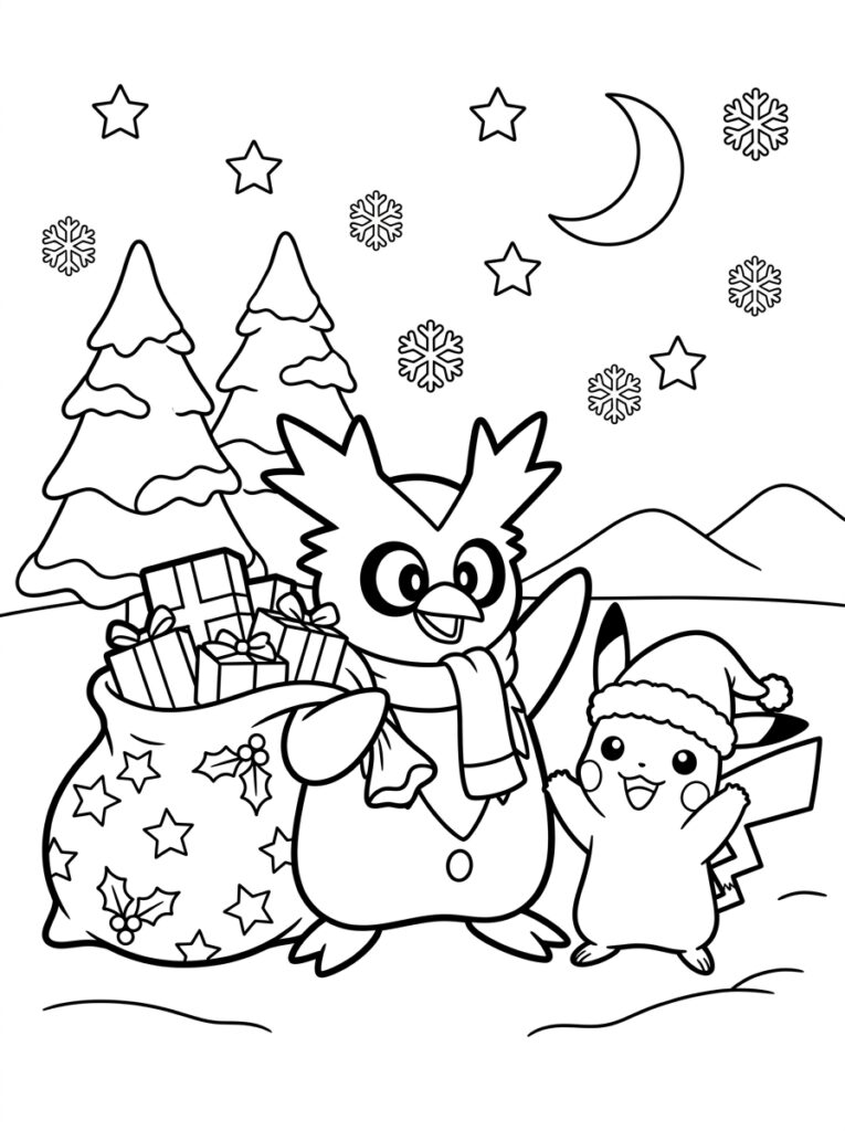Kerst Pokemon Kleurplaten (Gratis PDF Printables) 03 - gratis kleurplaat om te printen