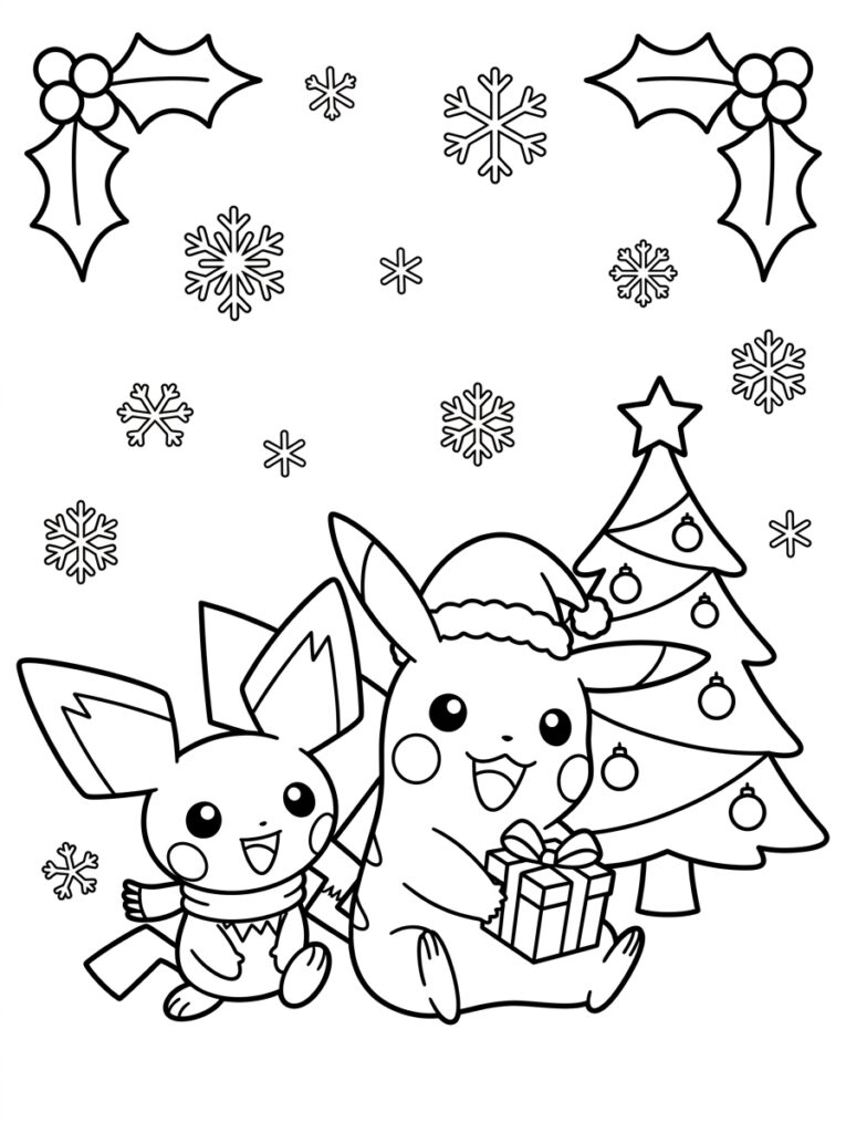 Kerst Pokemon Kleurplaten (Gratis PDF Printables) 04 - gratis kleurplaat om te printen