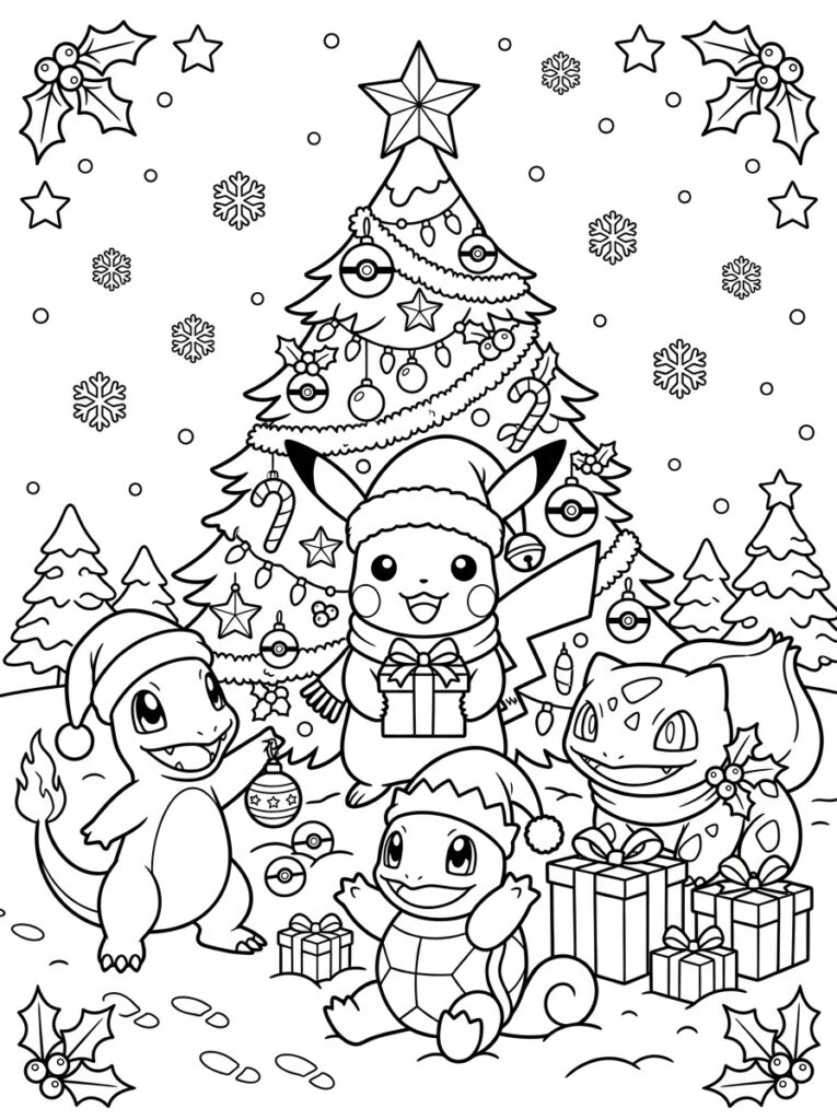 Kerst Pokemon Kleurplaten (Gratis PDF Printables) 06 - gratis kleurplaat om te printen