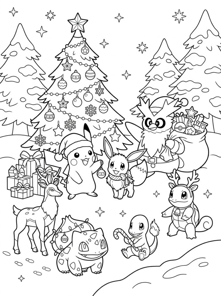 Kerst Pokemon Kleurplaten (Gratis PDF Printables) 08 - gratis kleurplaat om te printen