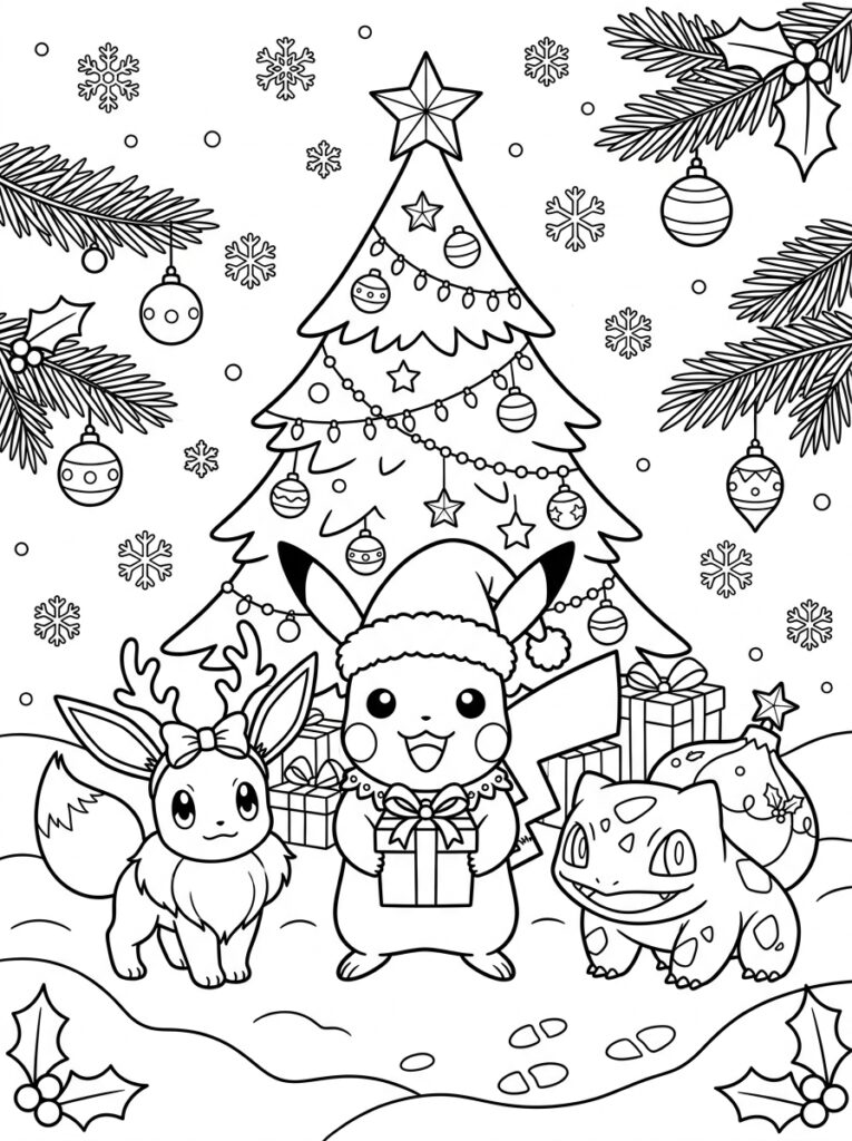 Kerst Pokemon Kleurplaten (Gratis PDF Printables) 09 - gratis kleurplaat om te printen