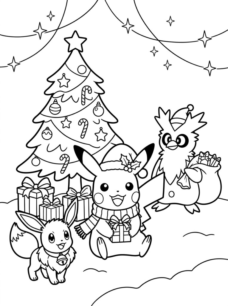 Kerst Pokemon Kleurplaten (Gratis PDF Printables) 10 - gratis kleurplaat om te printen