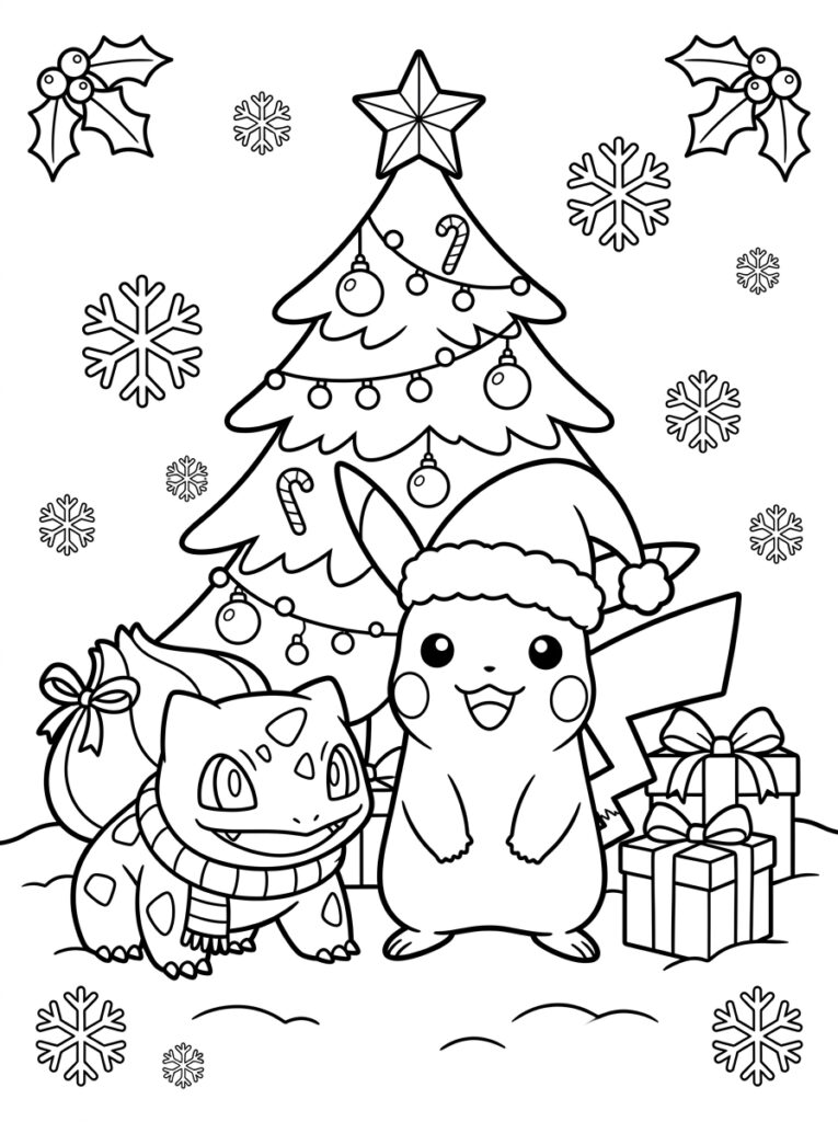 Kerst Pokemon Kleurplaten (Gratis PDF Printables) 11 - gratis kleurplaat om te printen