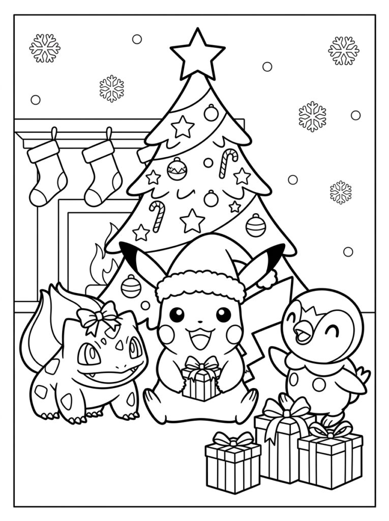 Kerst Pokemon Kleurplaten (Gratis PDF Printables) 12 - gratis kleurplaat om te printen