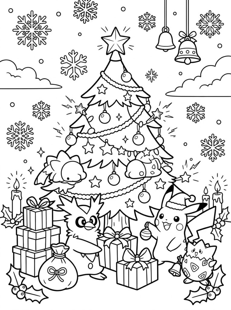 Kerst Pokemon Kleurplaten (Gratis PDF Printables) 13 - gratis kleurplaat om te printen