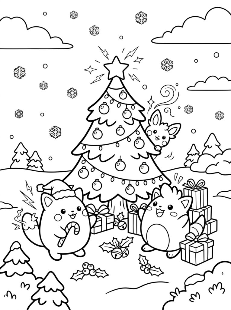 Kerst Pokemon Kleurplaten (Gratis PDF Printables) 15 - gratis kleurplaat om te printen