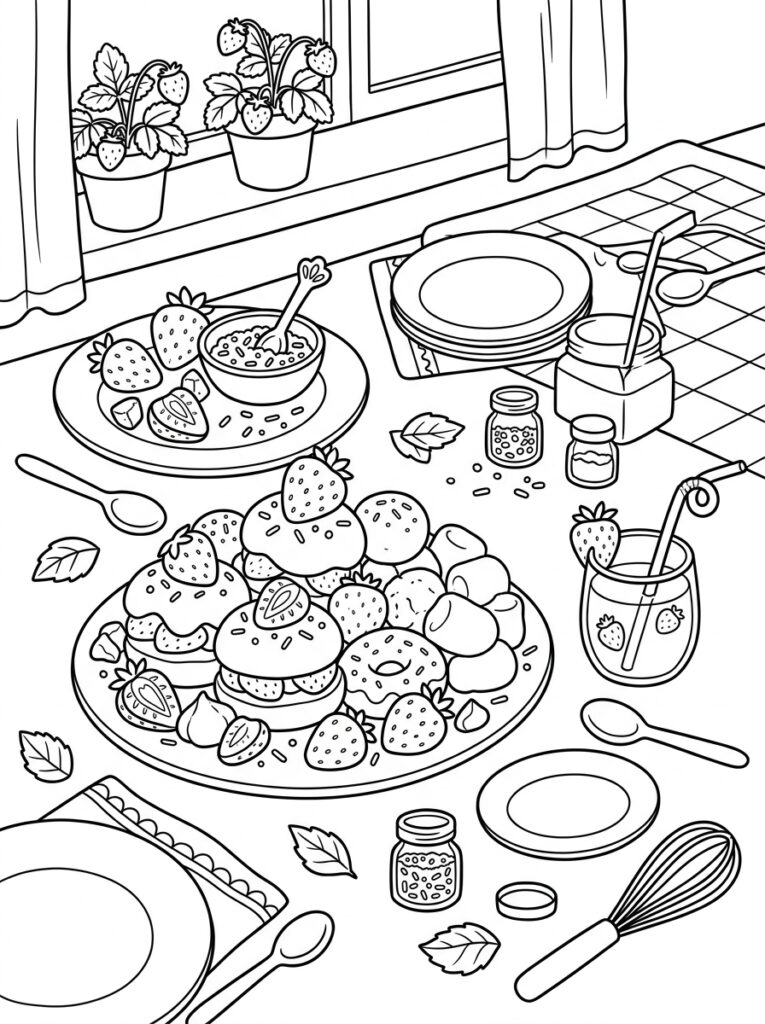 Aardbeien Kleurplaten (Gratis PDF Printables) 08 - gratis kleurplaat om te printen