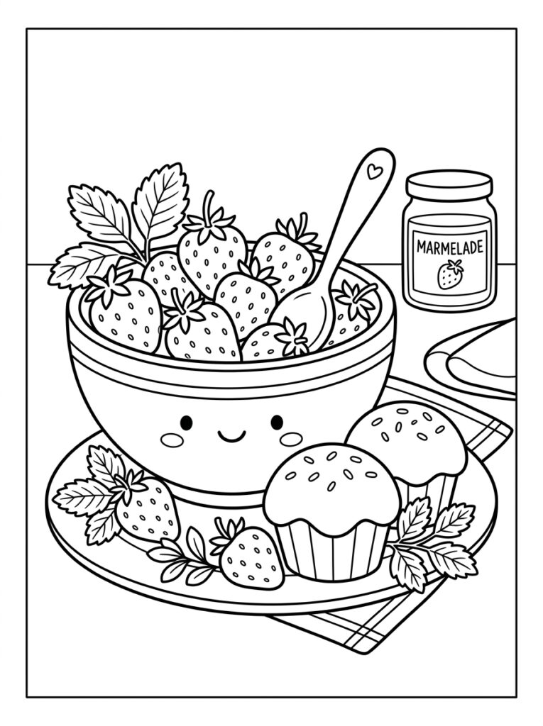 Aardbeien Kleurplaten (Gratis PDF Printables) 11 - gratis kleurplaat om te printen