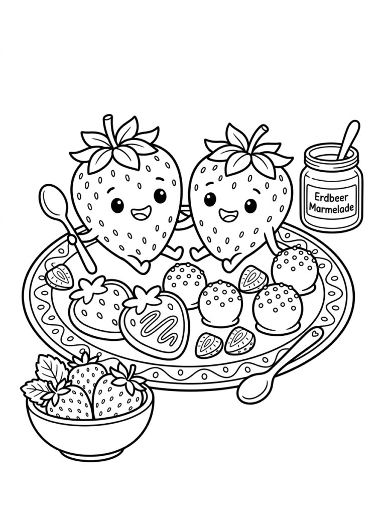Aardbeien Kleurplaten (Gratis PDF Printables) 12 - gratis kleurplaat om te printen