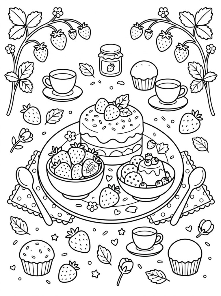 Aardbeien Kleurplaten (Gratis PDF Printables) 15 - gratis kleurplaat om te printen