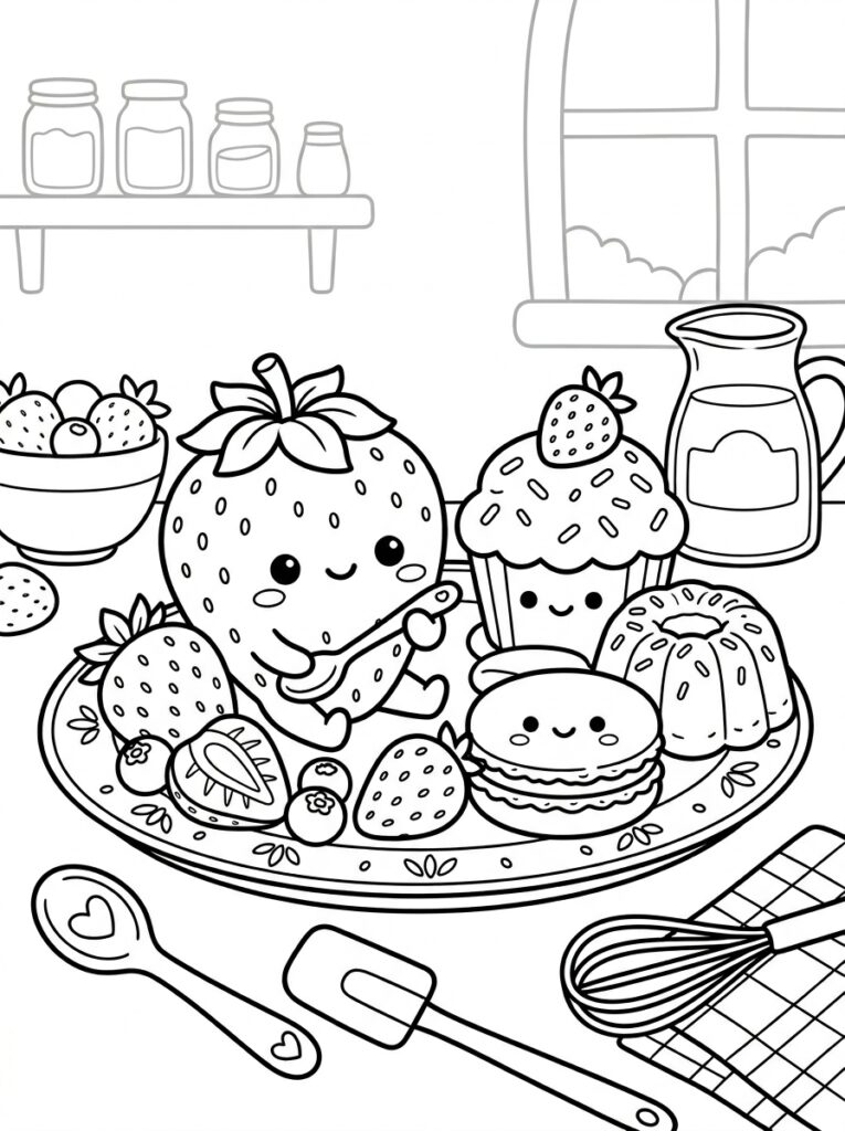 Aardbeien Kleurplaten (Gratis PDF Printables) 22 - gratis kleurplaat om te printen