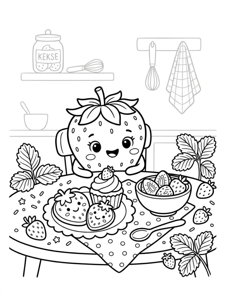 Aardbeien Kleurplaten (Gratis PDF Printables) 23 - gratis kleurplaat om te printen