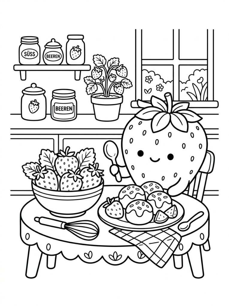 Aardbeien Kleurplaten (Gratis PDF Printables) 25 - gratis kleurplaat om te printen