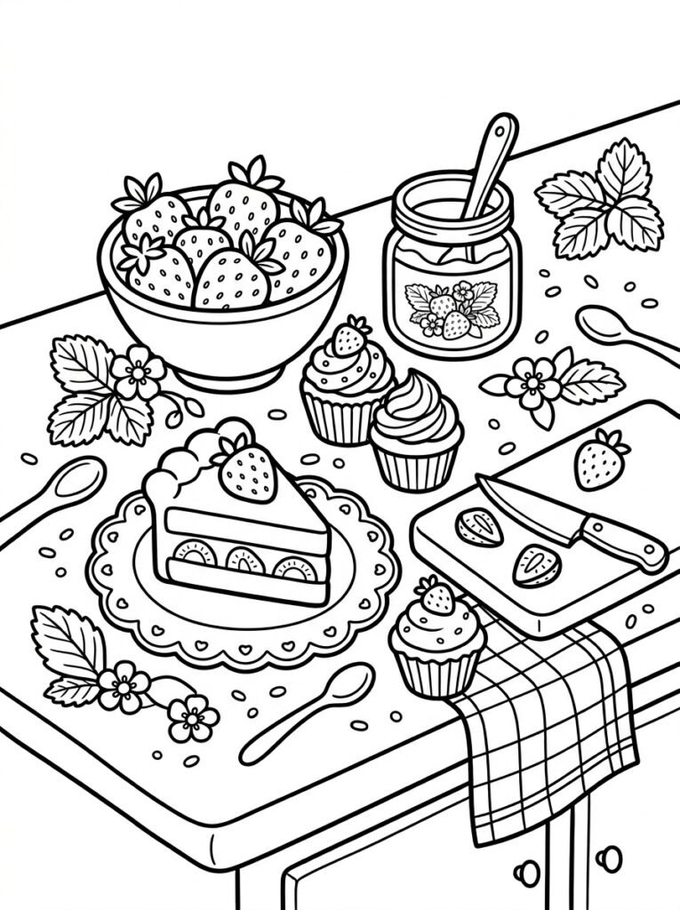 Aardbeien Kleurplaten (Gratis PDF Printables) 26 - gratis kleurplaat om te printen