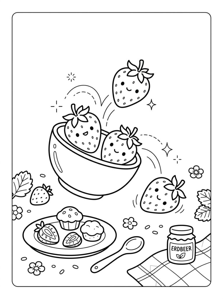 Aardbeien Kleurplaten (Gratis PDF Printables) 30 - gratis kleurplaat om te printen