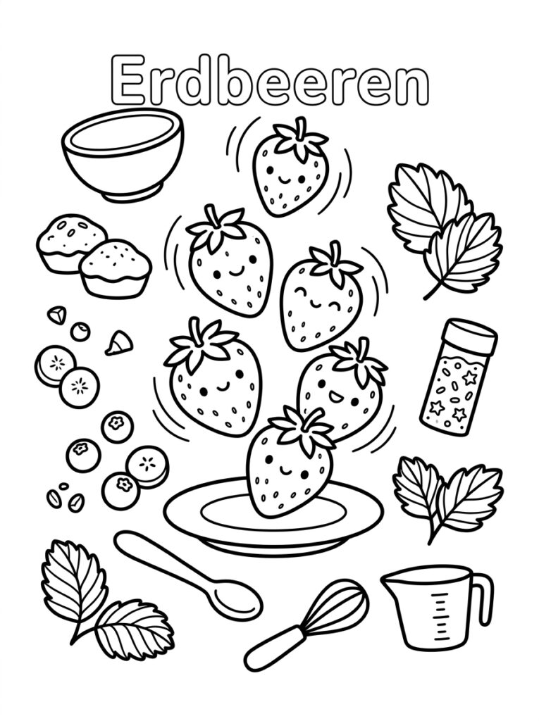 Aardbeien Kleurplaten (Gratis PDF Printables) 31 - gratis kleurplaat om te printen