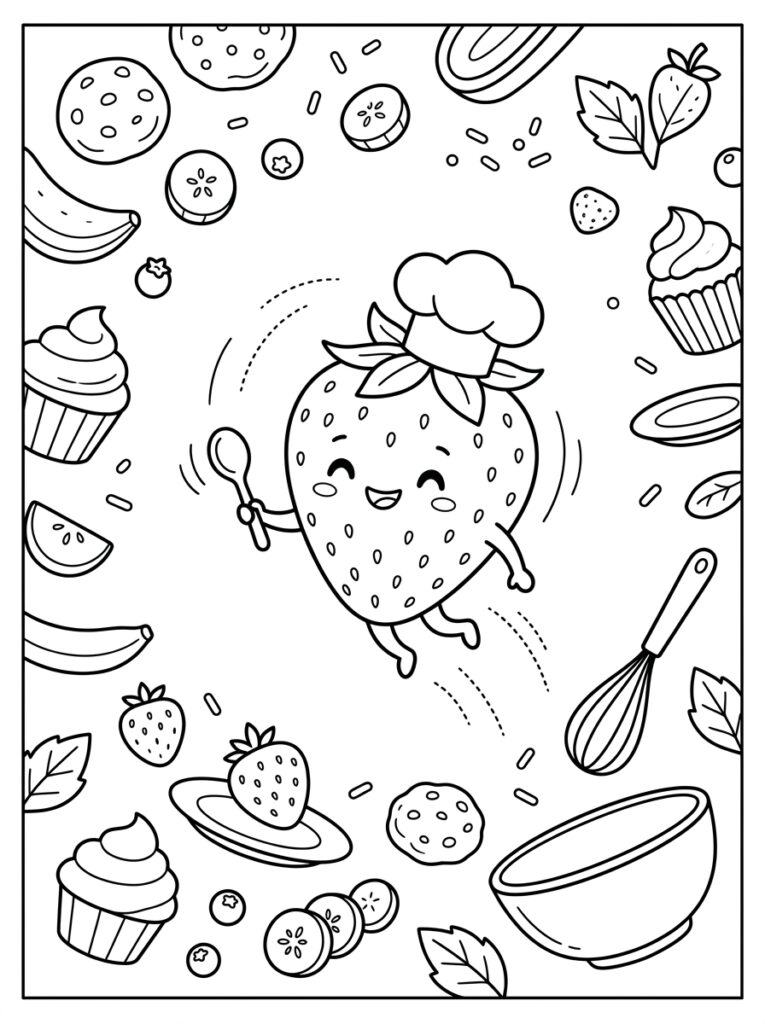Aardbeien Kleurplaten (Gratis PDF Printables) 33 - gratis kleurplaat om te printen