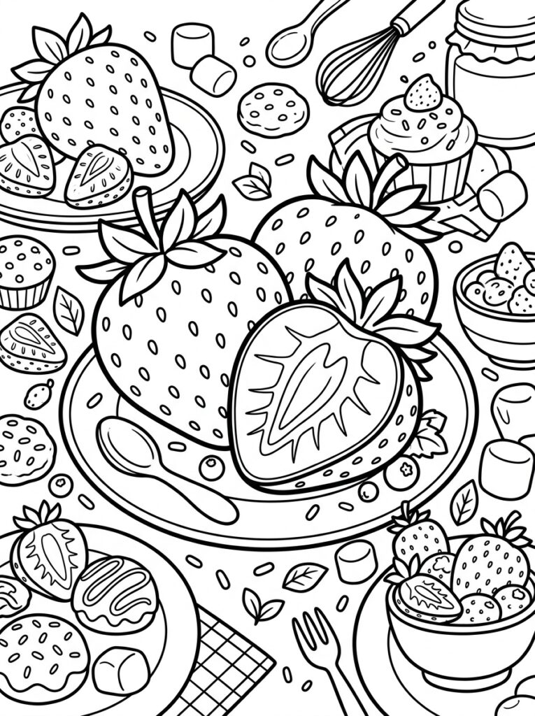 Aardbeien Kleurplaten (Gratis PDF Printables) 34 - gratis kleurplaat om te printen