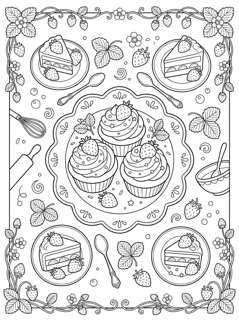 Aardbeien Kleurplaten (Gratis PDF Printables) 39 - gratis kleurplaat om te printen