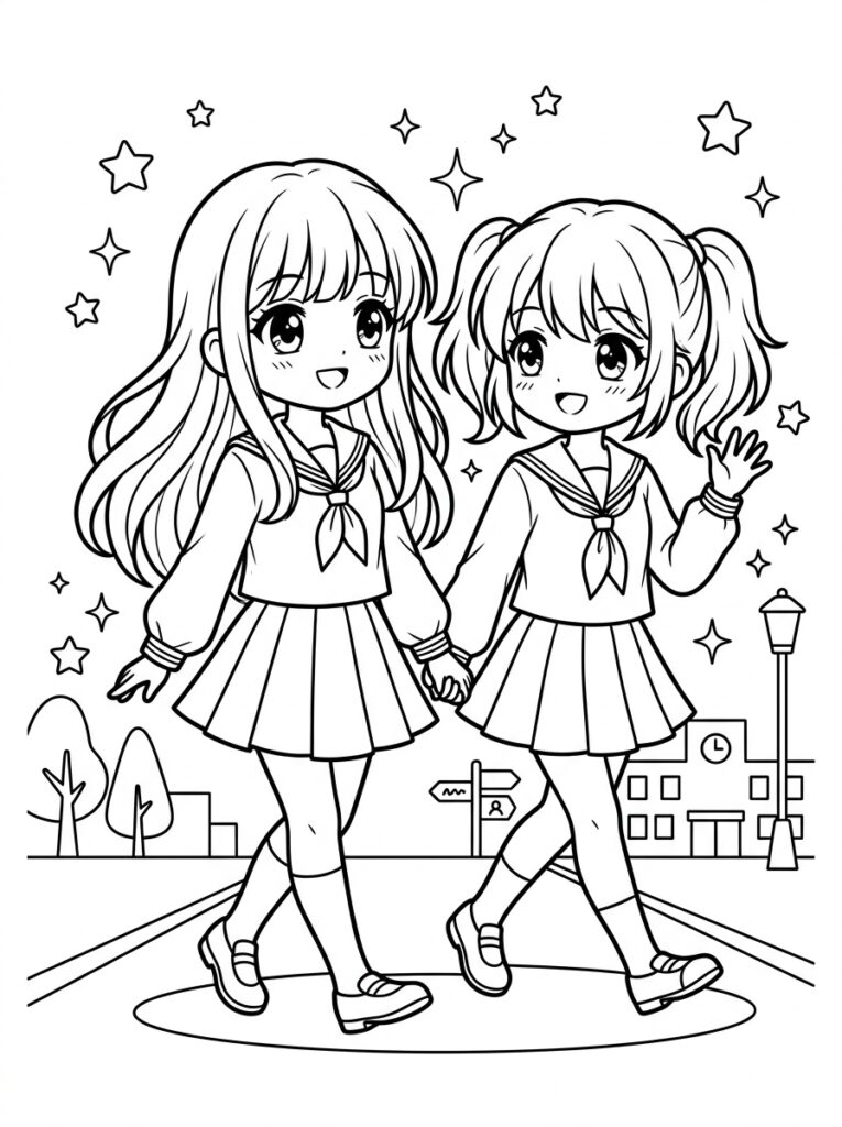 Anime Kleurplaten (Gratis PDF Printables) 02 - gratis kleurplaat om te printen