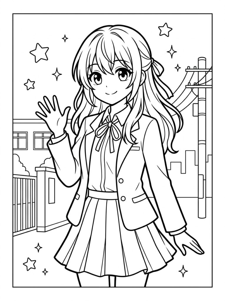 Anime Kleurplaten (Gratis PDF Printables) 04 - gratis kleurplaat om te printen