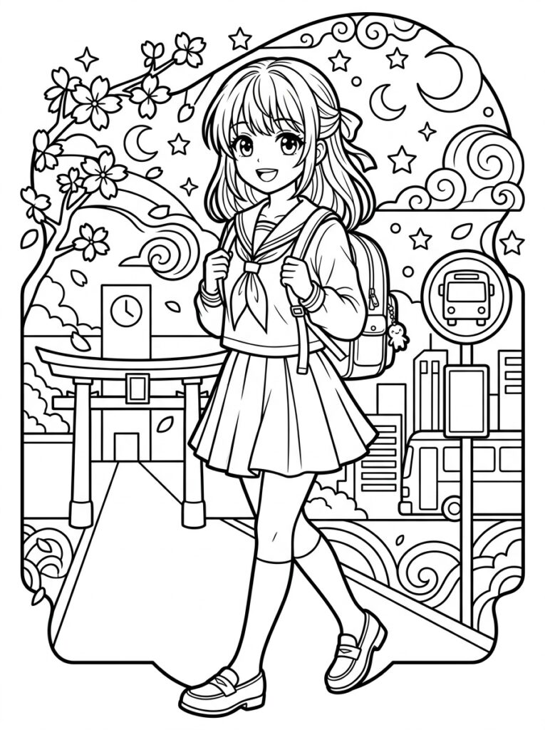 Anime Kleurplaten (Gratis PDF Printables) 05 - gratis kleurplaat om te printen