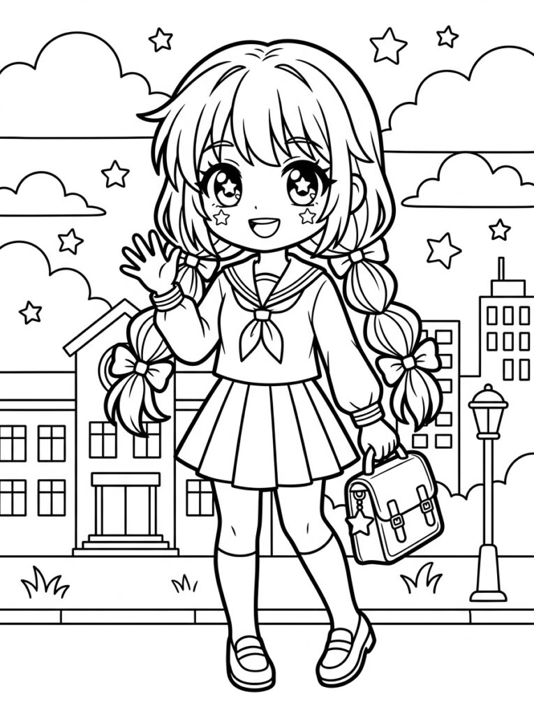 Anime Kleurplaten (Gratis PDF Printables) 06 - gratis kleurplaat om te printen