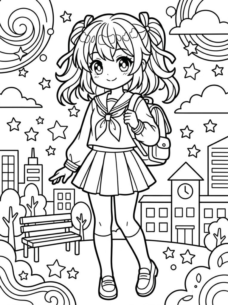 Anime Kleurplaten (Gratis PDF Printables) 07 - gratis kleurplaat om te printen