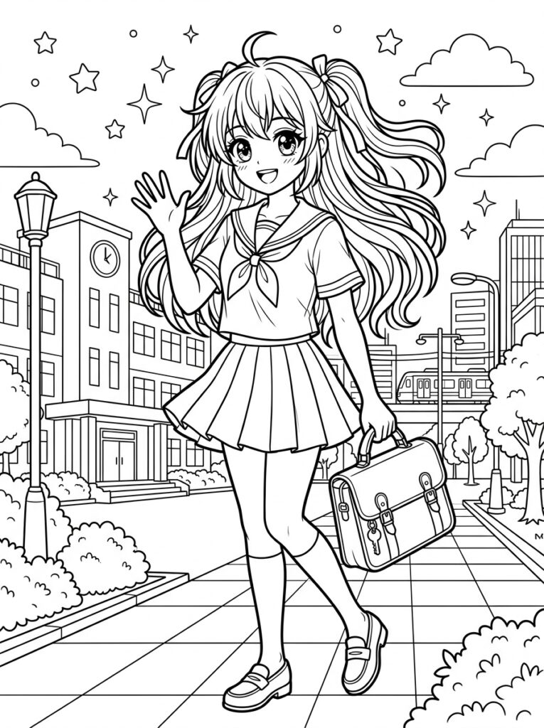 Anime Kleurplaten (Gratis PDF Printables) 10 - gratis kleurplaat om te printen