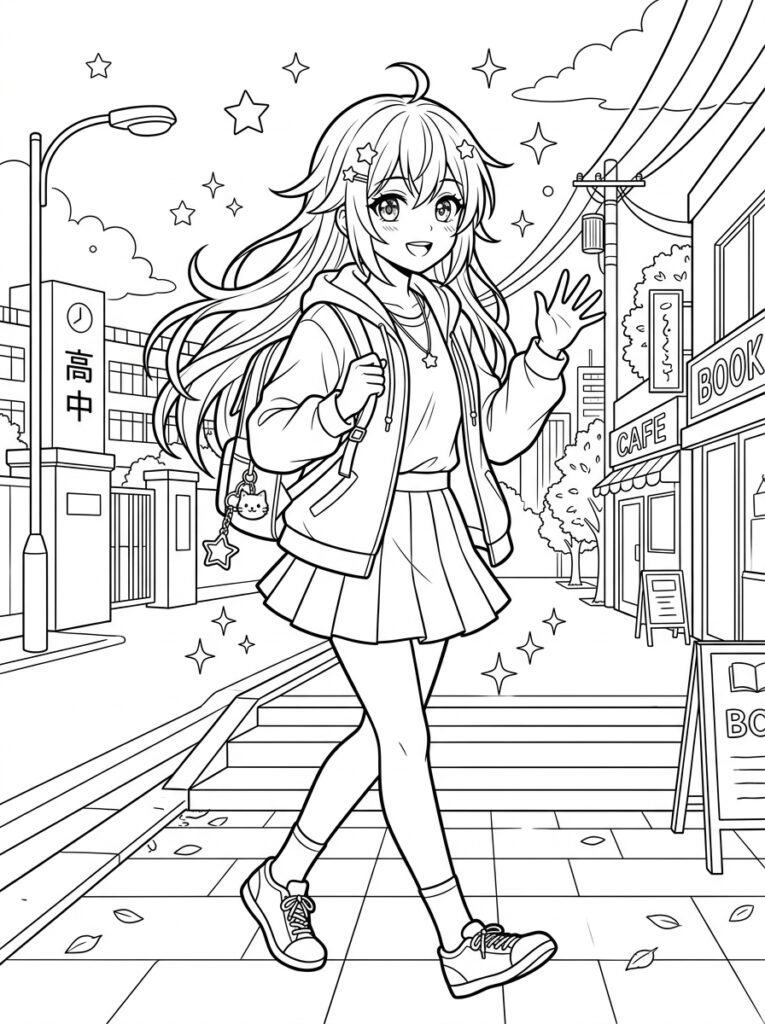 Anime Kleurplaten (Gratis PDF Printables) 11 - gratis kleurplaat om te printen