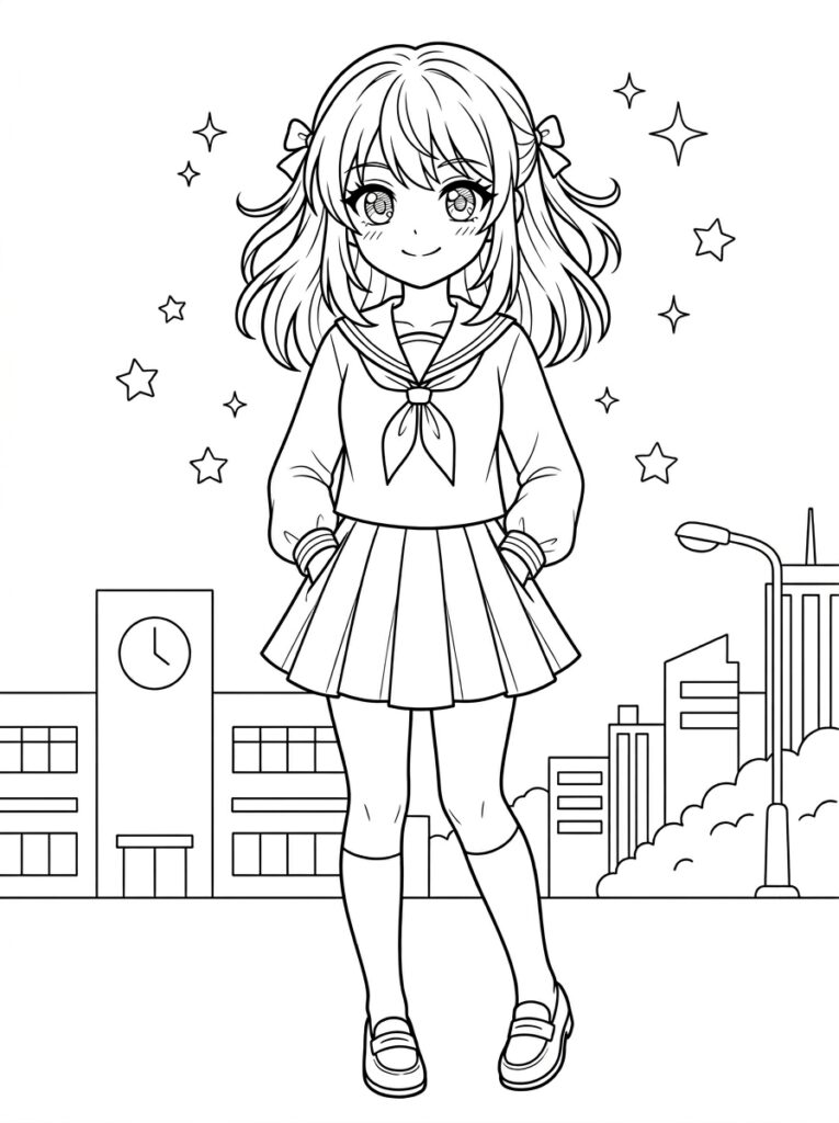 Anime Kleurplaten (Gratis PDF Printables) 13 - gratis kleurplaat om te printen