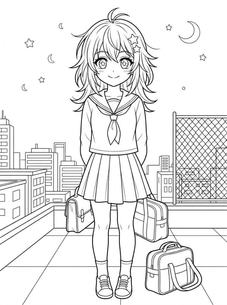 Anime Kleurplaten (Gratis PDF Printables) 14 - gratis kleurplaat om te printen