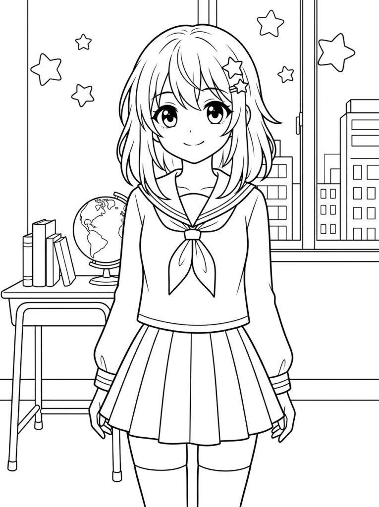 Anime Kleurplaten (Gratis PDF Printables) 15 - gratis kleurplaat om te printen