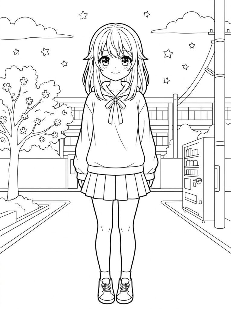 Anime Kleurplaten (Gratis PDF Printables) 16 - gratis kleurplaat om te printen
