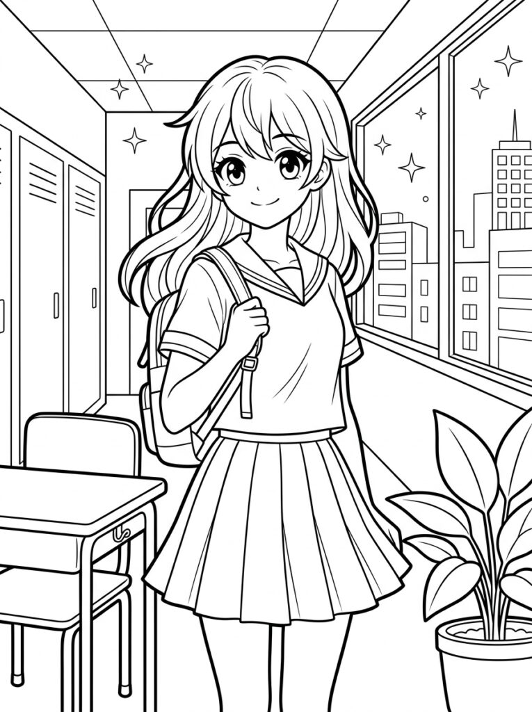 Anime Kleurplaten (Gratis PDF Printables) 17 - gratis kleurplaat om te printen