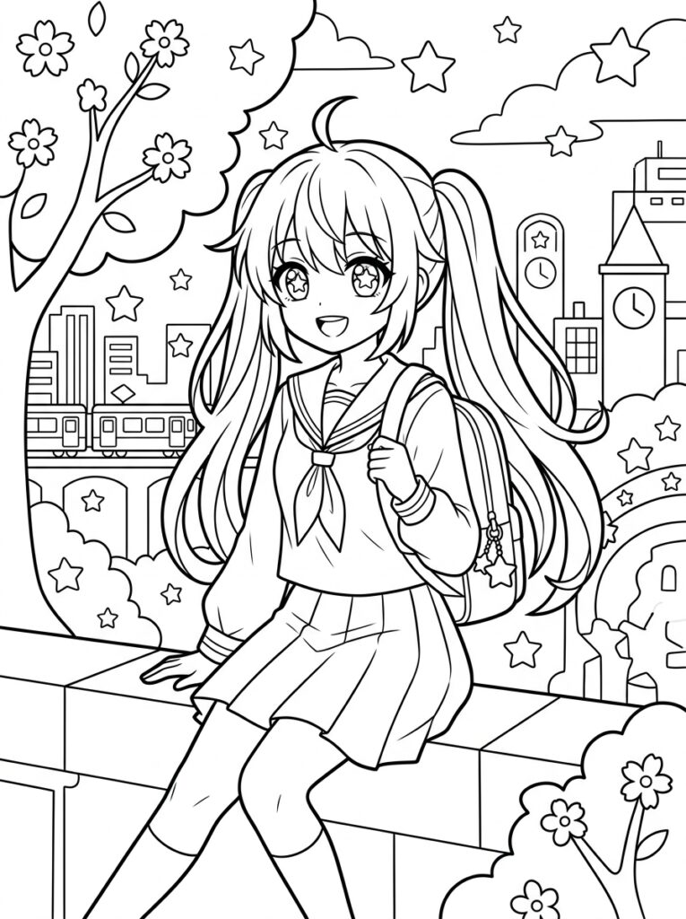 Anime Kleurplaten (Gratis PDF Printables) 18 - gratis kleurplaat om te printen