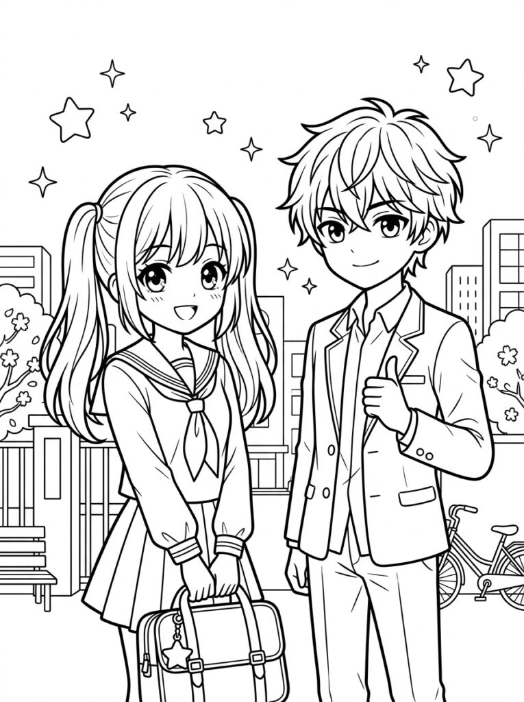 Anime Kleurplaten (Gratis PDF Printables) 19 - gratis kleurplaat om te printen