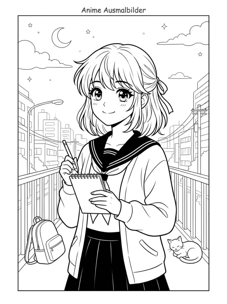 Anime Kleurplaten (Gratis PDF Printables) 21 - gratis kleurplaat om te printen