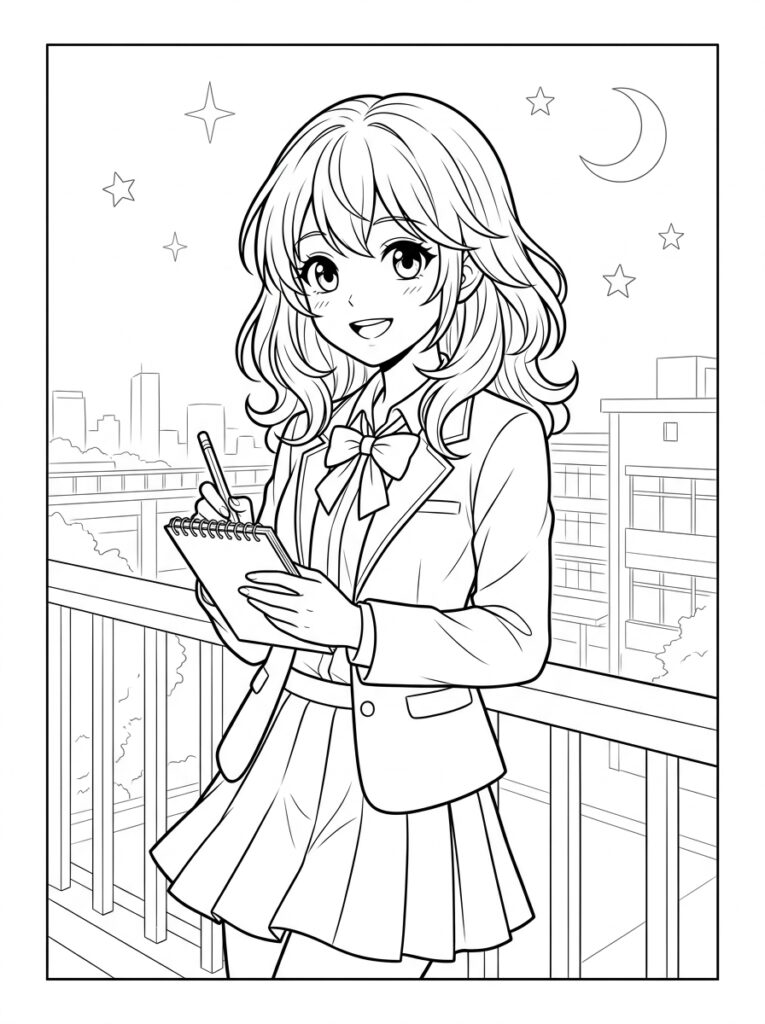 Anime Kleurplaten (Gratis PDF Printables) 22 - gratis kleurplaat om te printen
