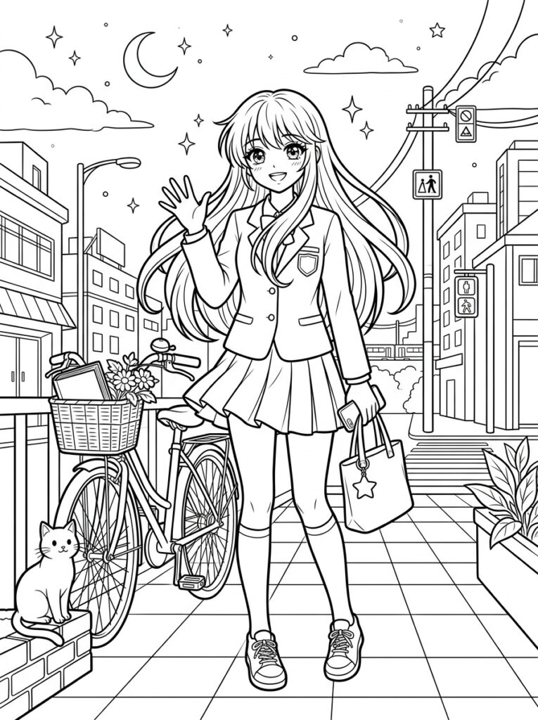 Anime Kleurplaten (Gratis PDF Printables) 25 - gratis kleurplaat om te printen