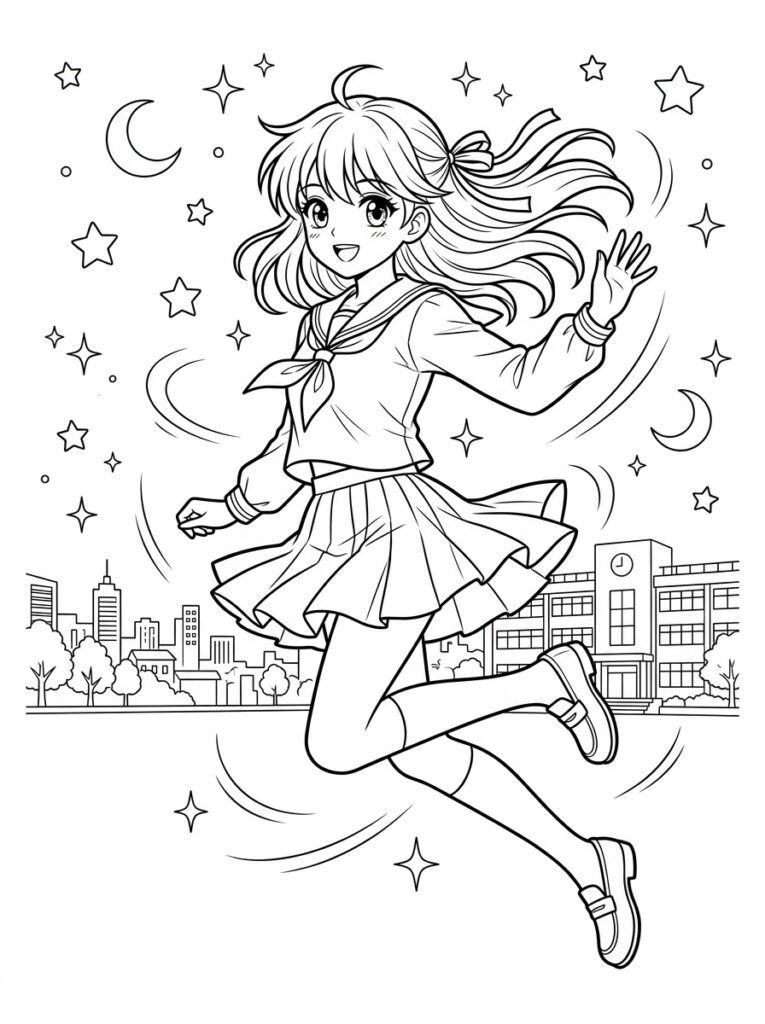 Anime Kleurplaten (Gratis PDF Printables) 32 - gratis kleurplaat om te printen