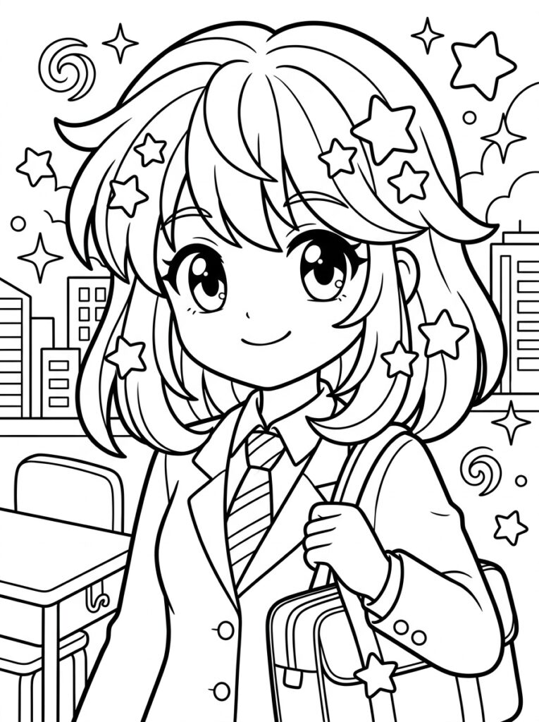 Anime Kleurplaten (Gratis PDF Printables) 33 - gratis kleurplaat om te printen