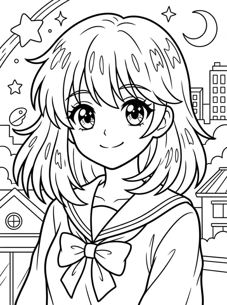 Anime Kleurplaten (Gratis PDF Printables) 34 - gratis kleurplaat om te printen