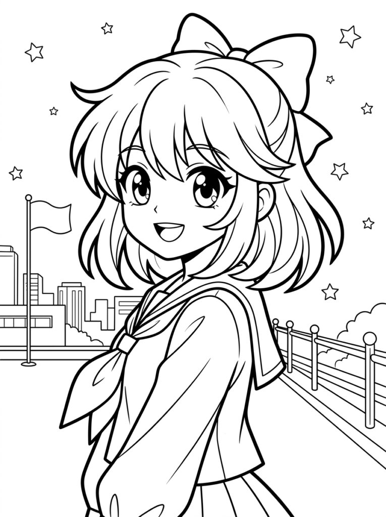 Anime Kleurplaten (Gratis PDF Printables) 35 - gratis kleurplaat om te printen