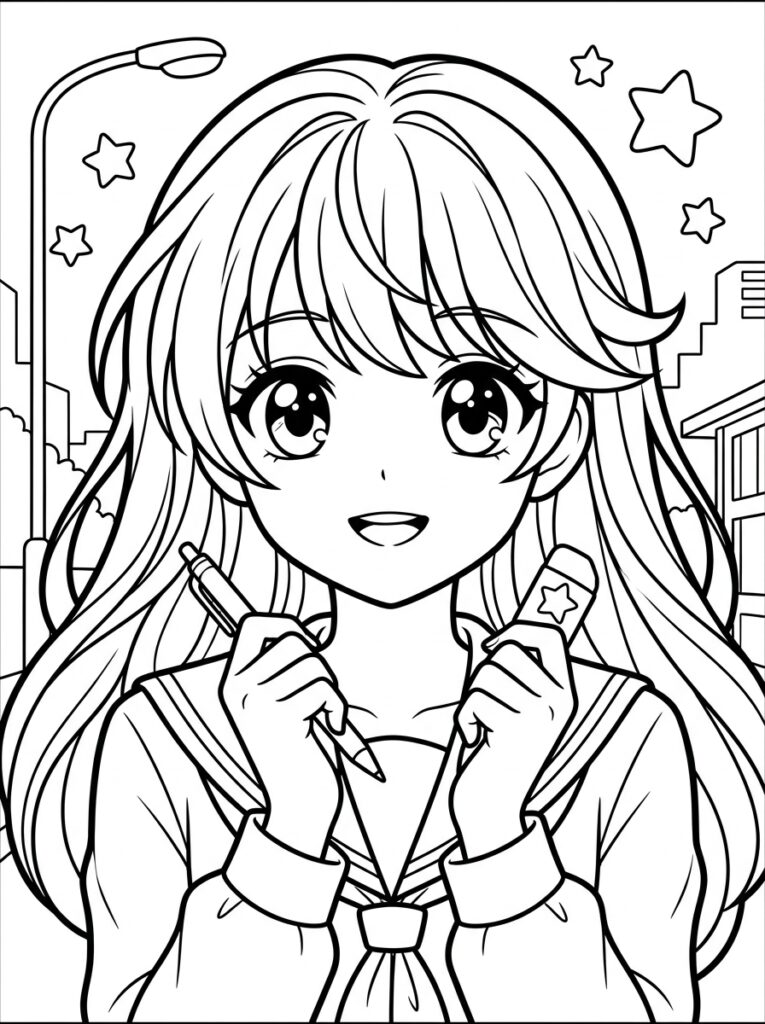 Anime Kleurplaten (Gratis PDF Printables) 36 - gratis kleurplaat om te printen